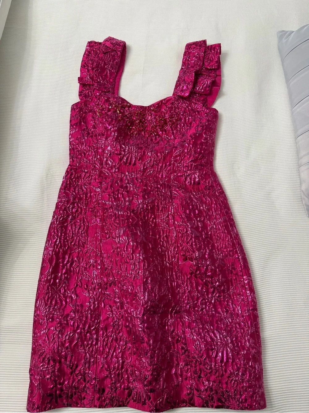 Lilly Pulitzer cocktail Fuchsia Party Dress with Ruffle Straps, sequences